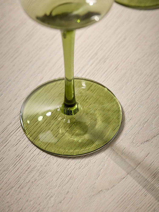 Four Green Champagne Coupes
