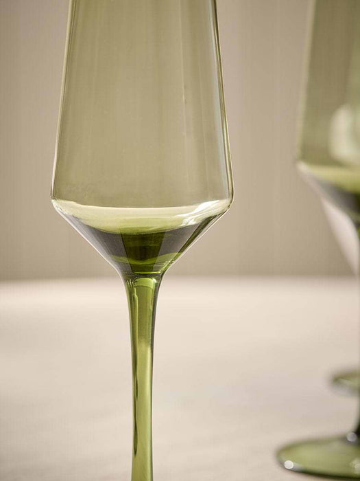 Four Green Champagne Coupes