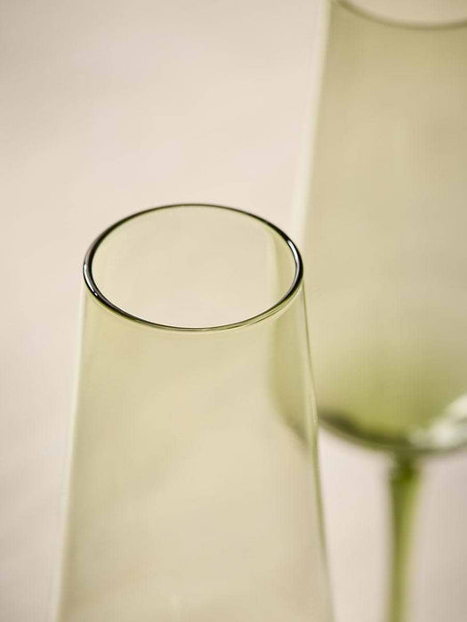 Four Green Champagne Coupes