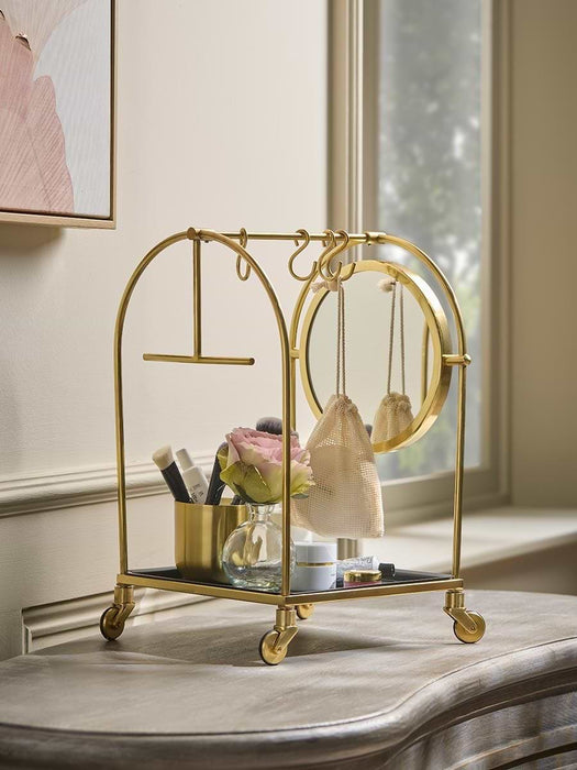 Gold Vanity Organiser With Mirror