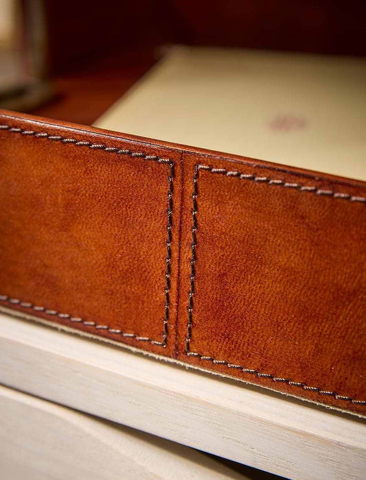 Leather Tray With Brass Handles