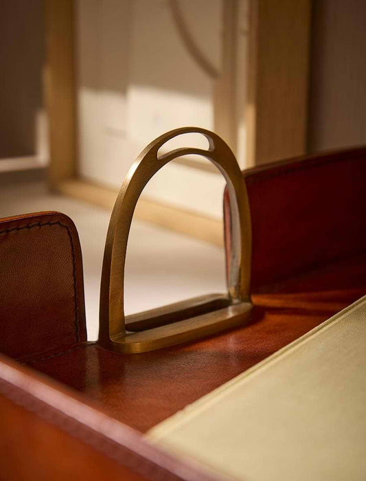 Leather Tray With Brass Handles