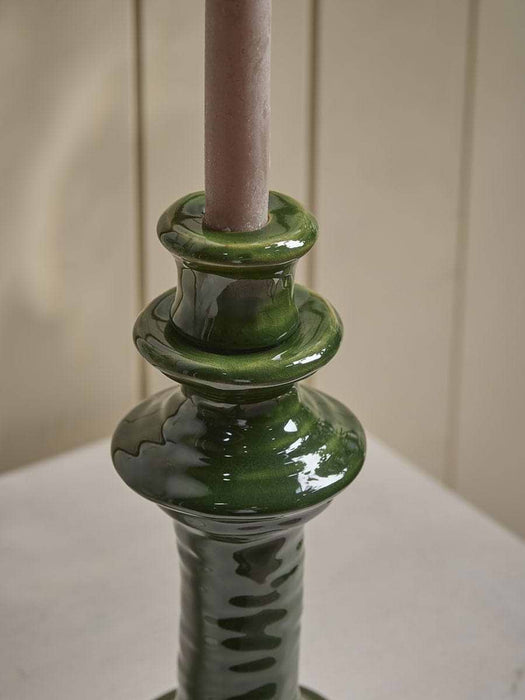 Green Glaze Stoneware Candle Holder