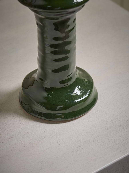 Green Glaze Stoneware Candle Holder