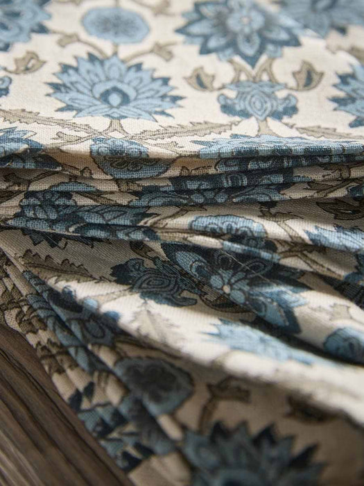Four Floral Block Print Napkins