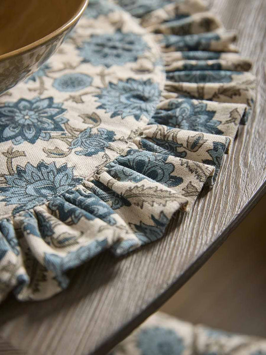 Four Floral Block Print Placemats