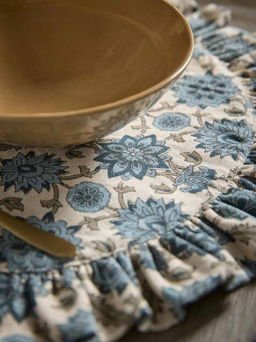 Four Floral Block Print Placemats