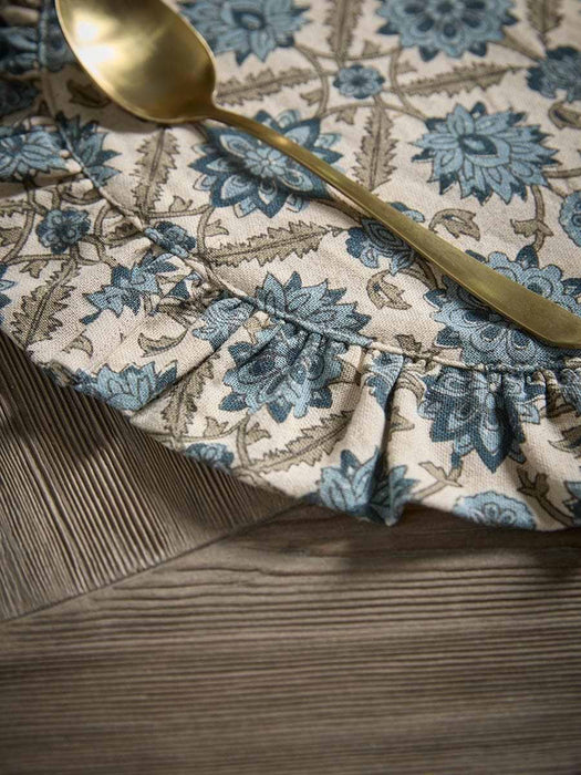 Four Floral Block Print Placemats