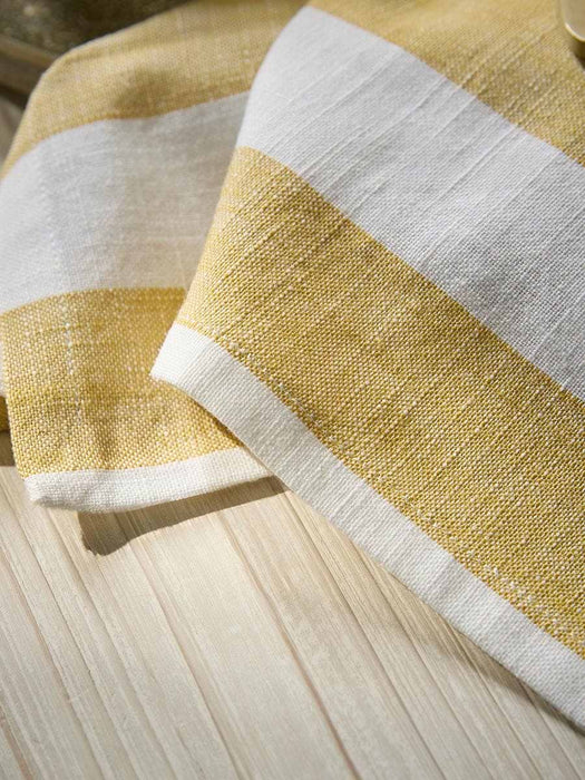Four Cotton Napkins- Ochre Stripe