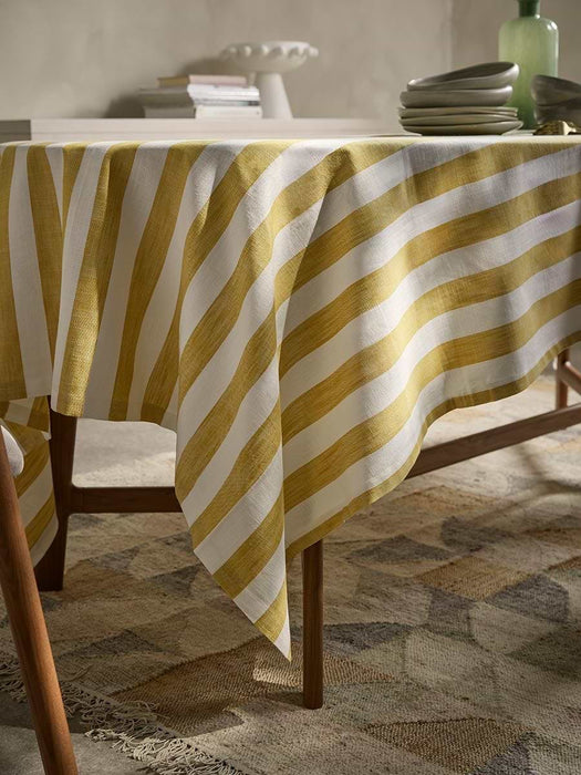 Medium Cotton Tablecloth - Ochre Stripe