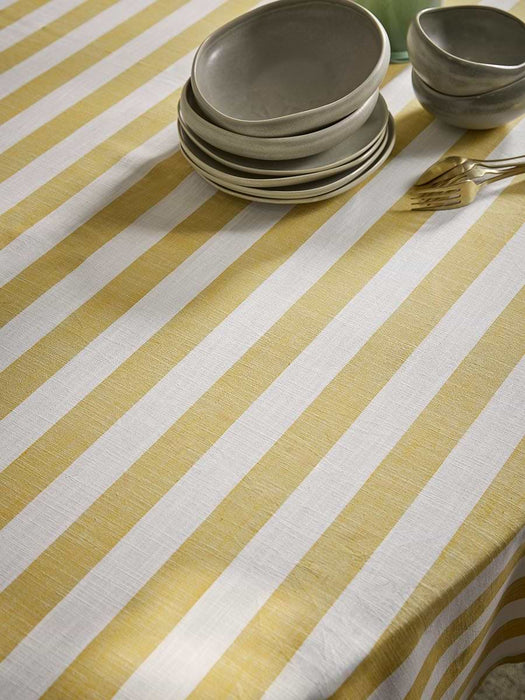 Large Cotton Tablecloth - Ochre Stripe