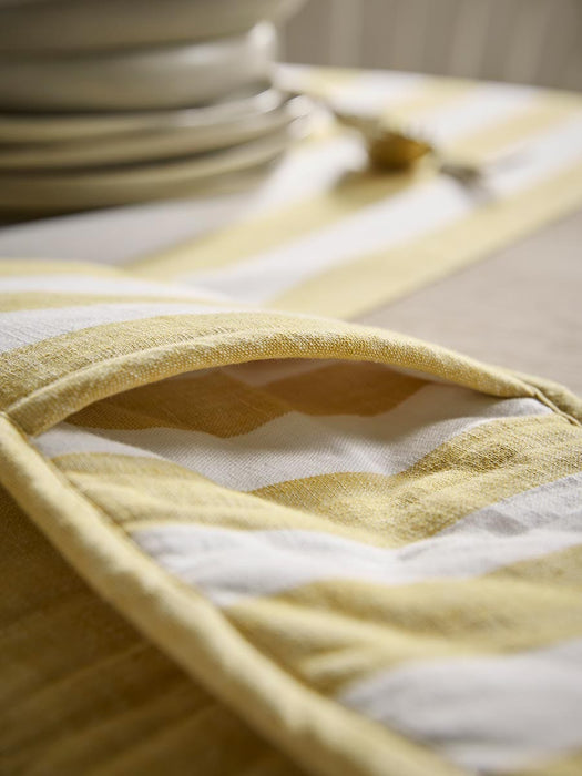 Cotton Double Oven Glove - Ochre Stripe
