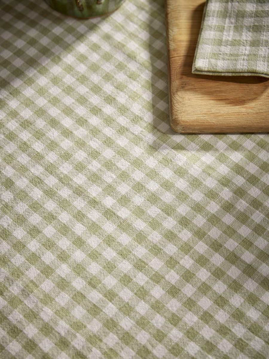 Cotton Olive Gingham Table Cloth - Small