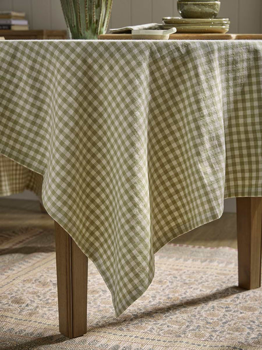 Cotton Olive Gingham Tablecloth - Medium