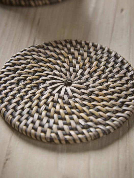 Rattan Coaster Set - Black
