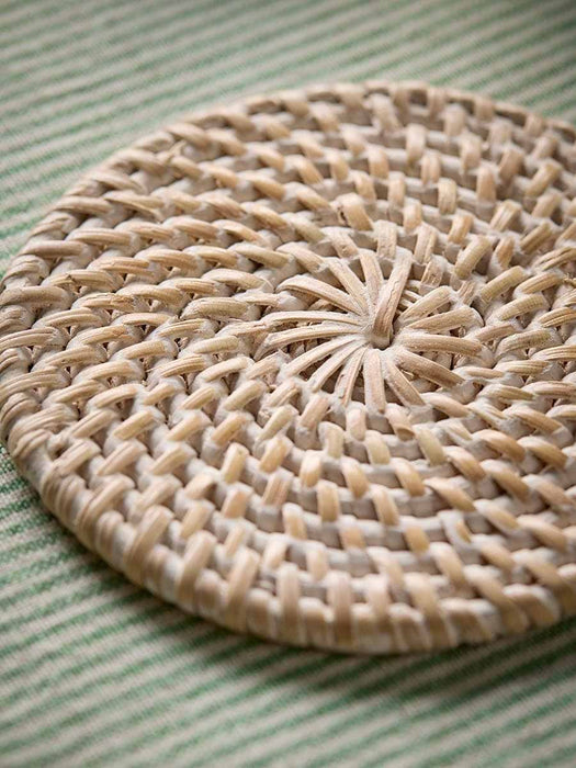 Rattan Coaster Set - White