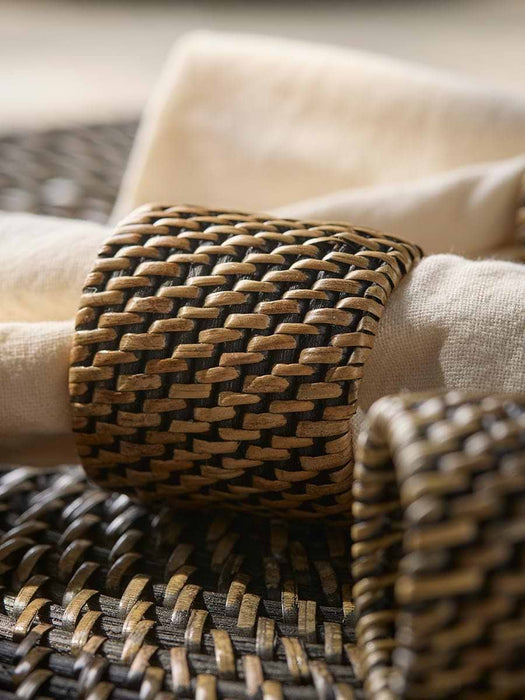 Four Rattan Napkin Rings -Black