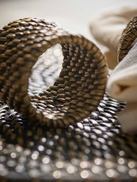 Four Rattan Napkin Rings -Black