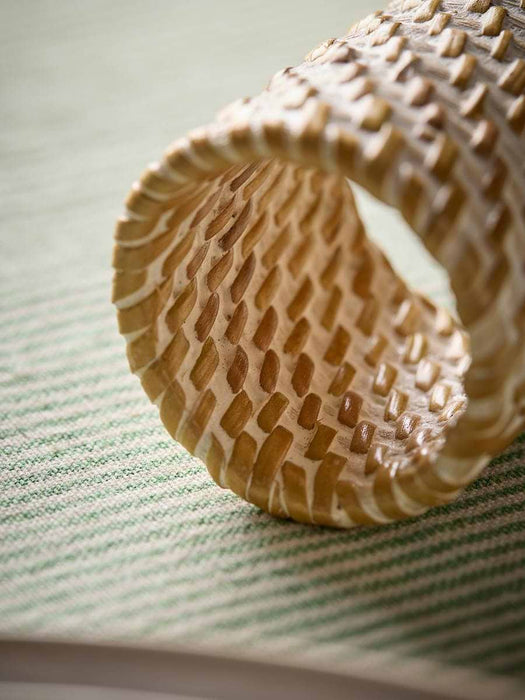 Four Rattan Napkin Rings -White
