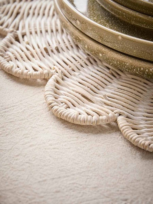 Two Rattan Scalloped Placemats