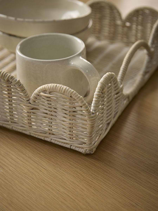 Rattan Scalloped Tray
