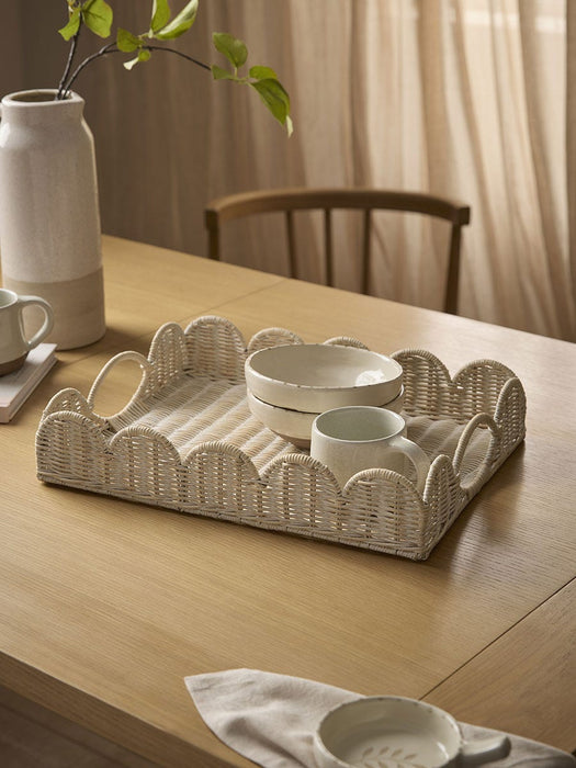 Rattan Scalloped Tray