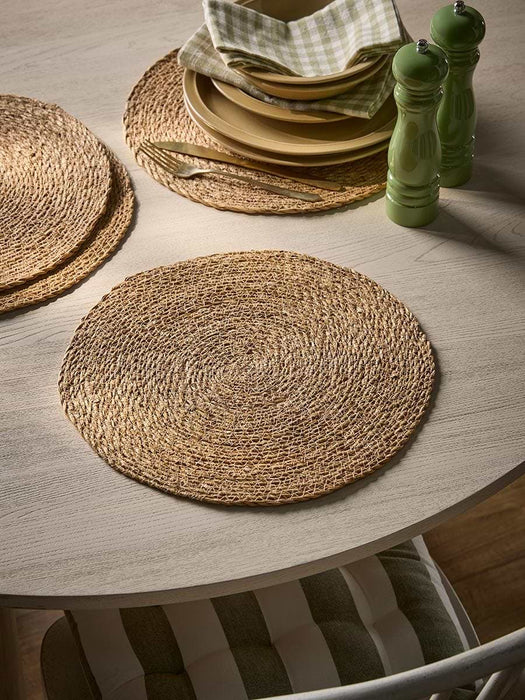 Four Round Hogla Grass Placemats