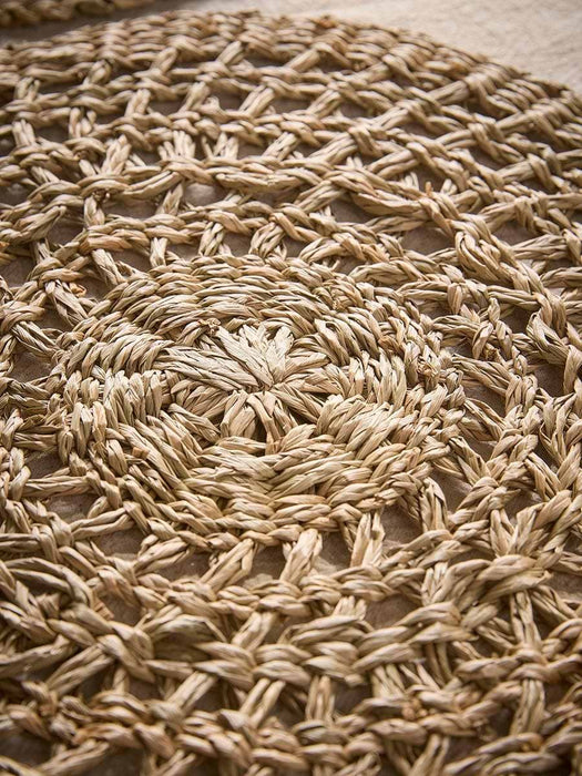 Two Round Decorative Seagrass Placemats