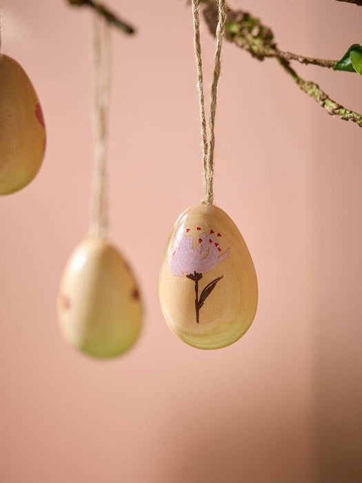 Three Hanging Wooden Eggs