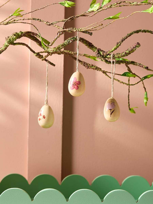 Three Hanging Wooden Eggs