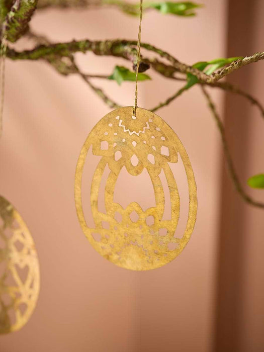 Two Hanging Metal Eggs