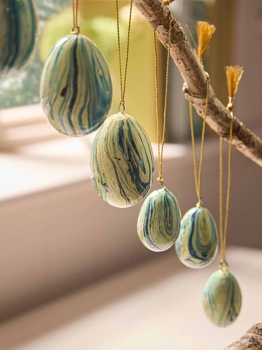 Six Hanging Marble Eggs