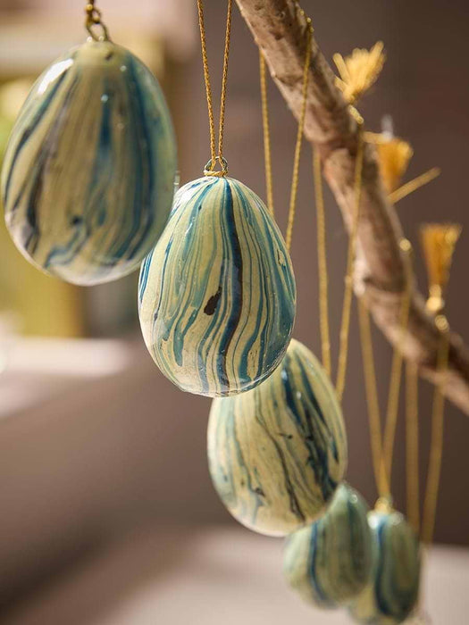 Six Hanging Marble Eggs