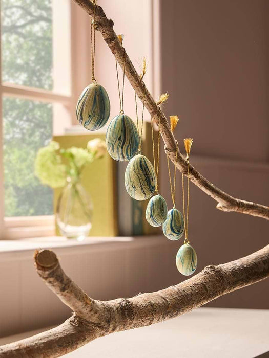 Six Hanging Marble Eggs