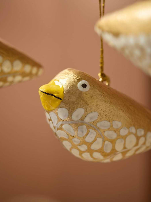 Three Wooden Hanging Birds