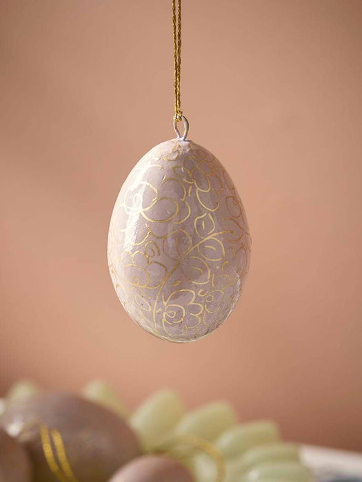 Six Hanging Rose Painted Eggs