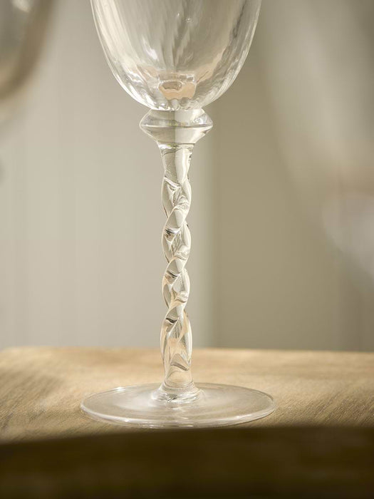 Four Twisted Stem Wine Glasses