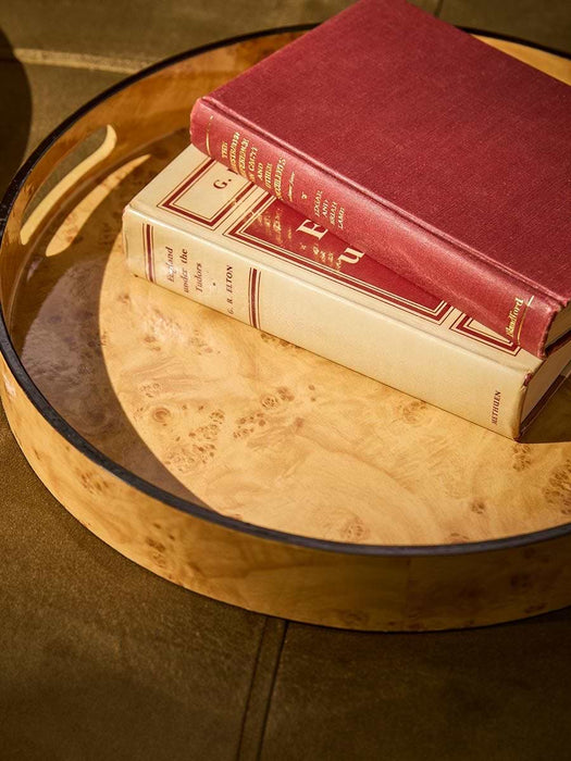 Two Burl Wood Circular Trays