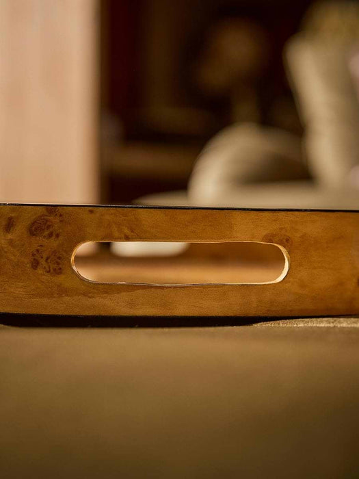Two Burl Wood Circular Trays