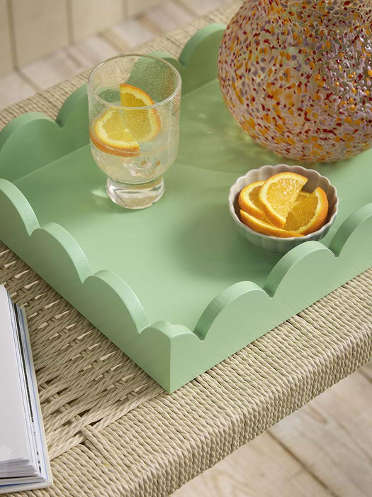 Two Green Scalloped Trays