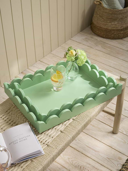Two Green Scalloped Trays
