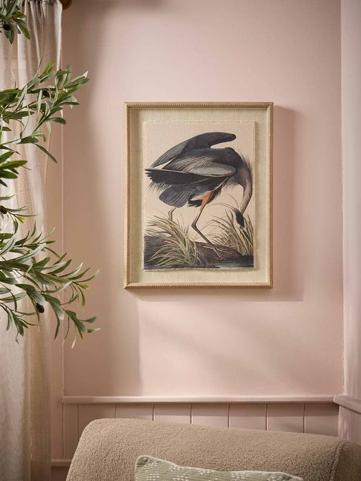 Beaded Frame Heron Print