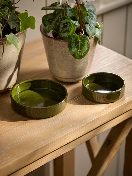 Two Contrast Planters & Saucers
