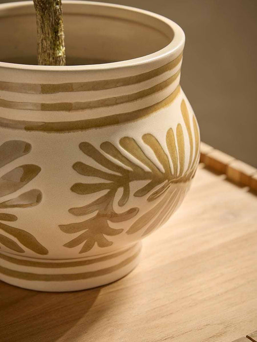Leaf Print Earthenware Planter