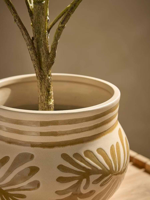 Leaf Print Earthenware Planter