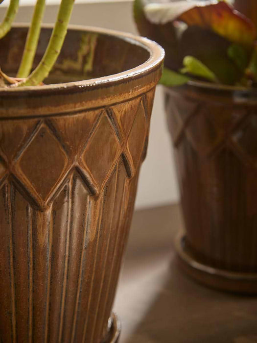 Three Lattice Glazed Planters