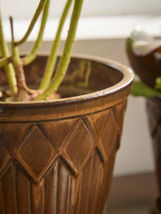 Three Lattice Glazed Planters