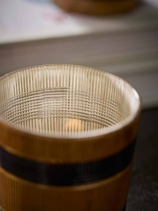 Two Striped Glass Tealight Holders