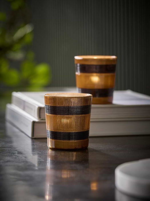 Two Striped Glass Tealight Holders