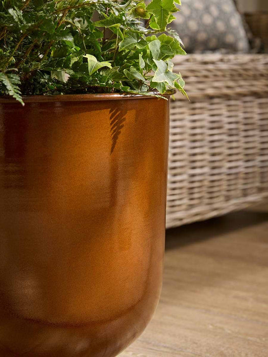 Two Extra Large Brown Metal Planters